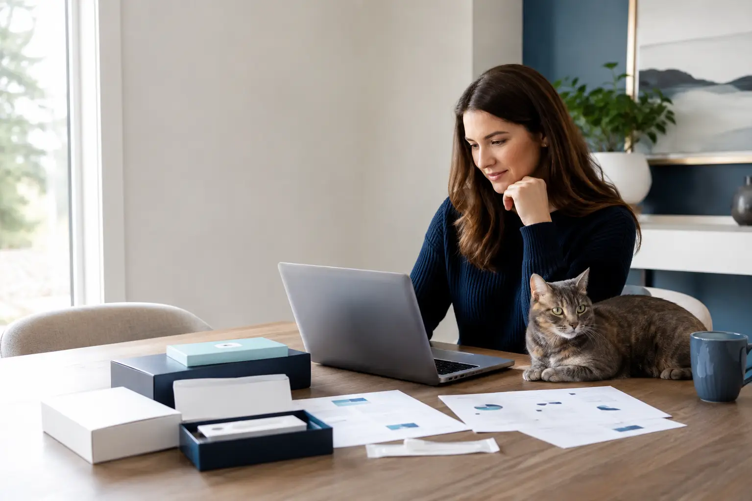Cat owner comparing cat DNA test alternatives and report options in Canada