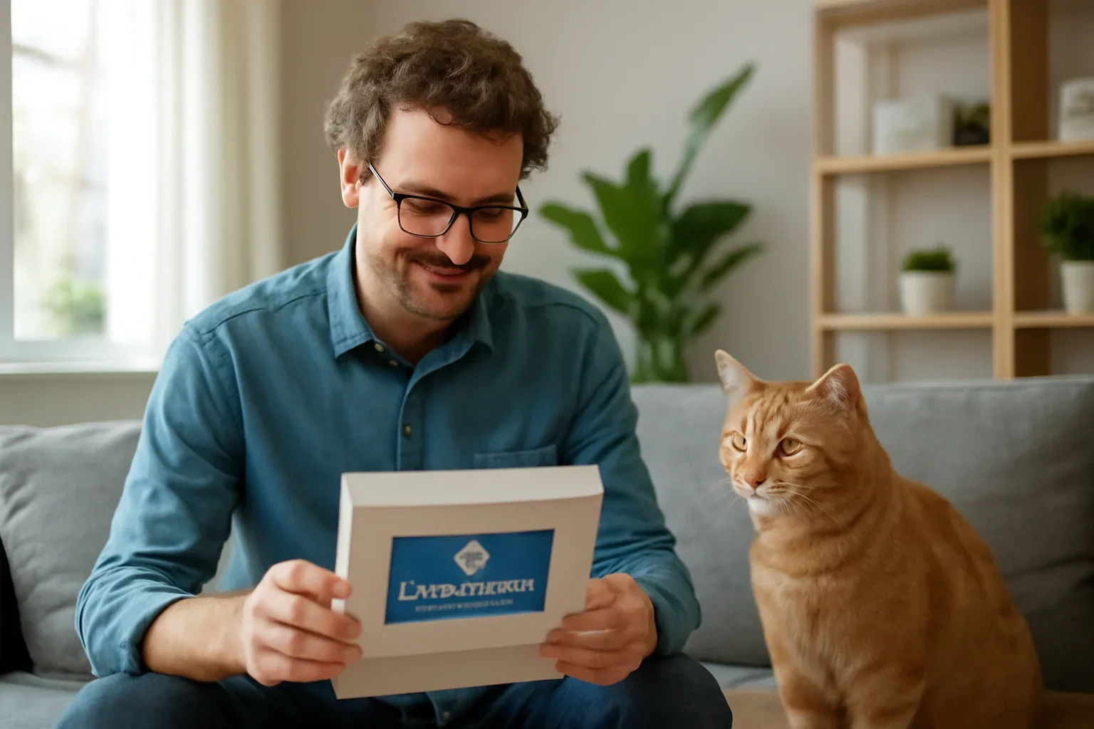 Canadian cat owner opening a DNA test kit at home