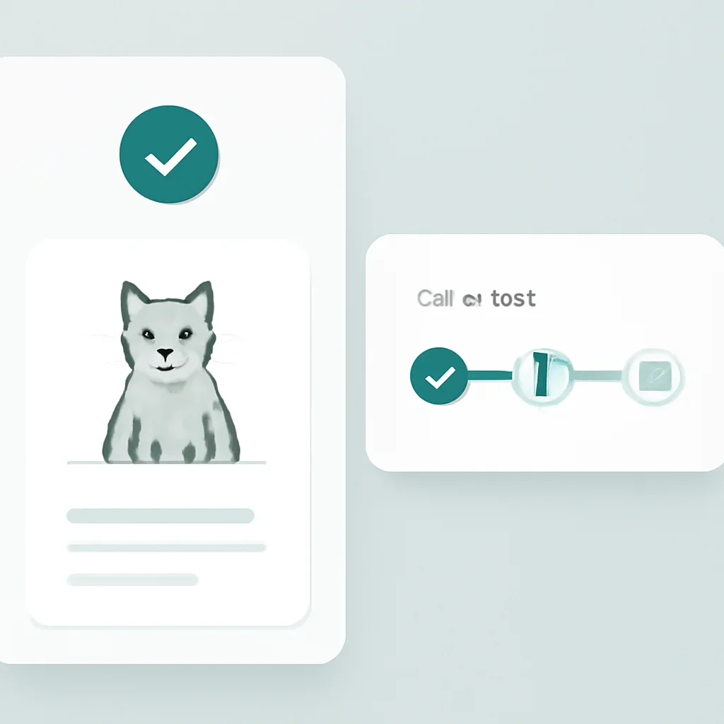 Customer order confirmation and kit tracking view for a cat DNA test
