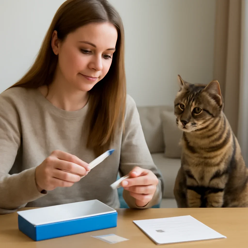 Owner preparing a DNA kit and support message after a sample question